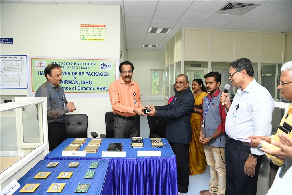 RF systems realized at the facility were handed by Dr. TJ Apren, President R&D (RF & Microwave) SFO Technologies to Chairman ISRO Shri. S. Somanath, in presence of Director, VSSC Dr. Unnikrishnan Nair.