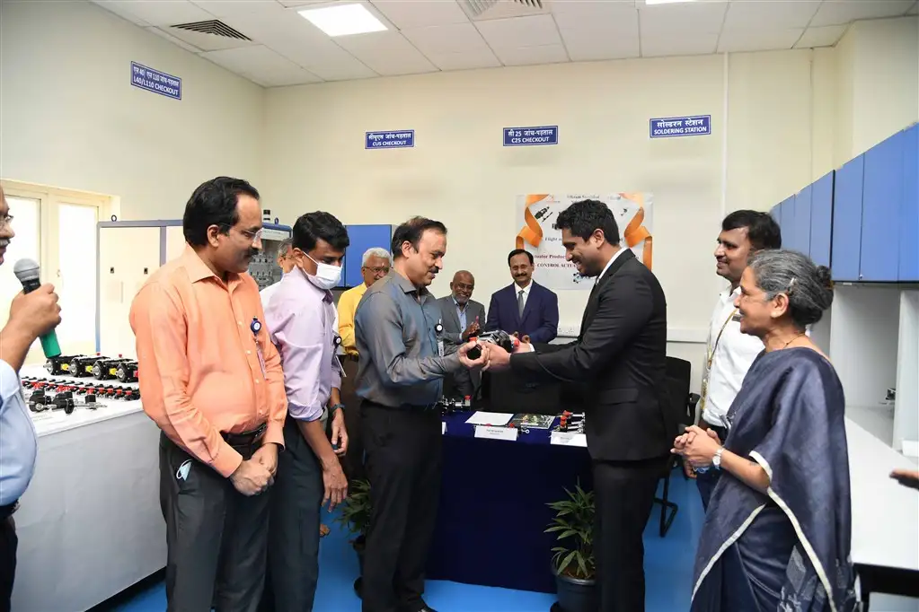 The flight actuators (PS3 & PS4) were handed over to Chairman ISRO Shri. S. Somanath by Managing Director, Hical Technologies, Ms. Sujaya Sasikiran in presence of Director, VSSC Dr. Unnikrishnan Nair