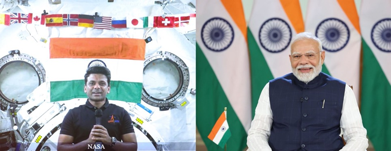 Honourable Prime Minister interacting with Gaganyatri Shubhanshu Shukla