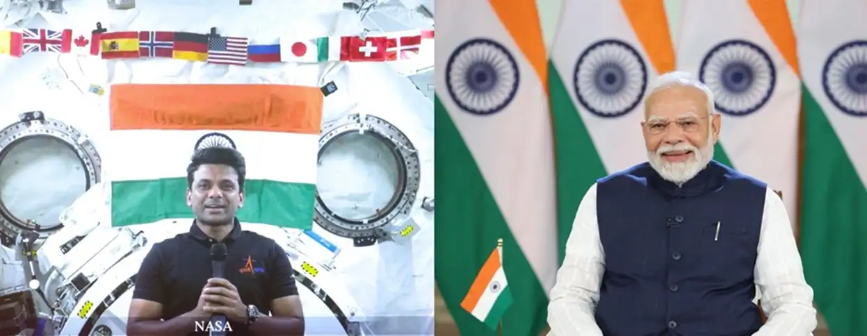 Honourable Prime Minister interacting with Gaganyatri Shubhanshu Shukla