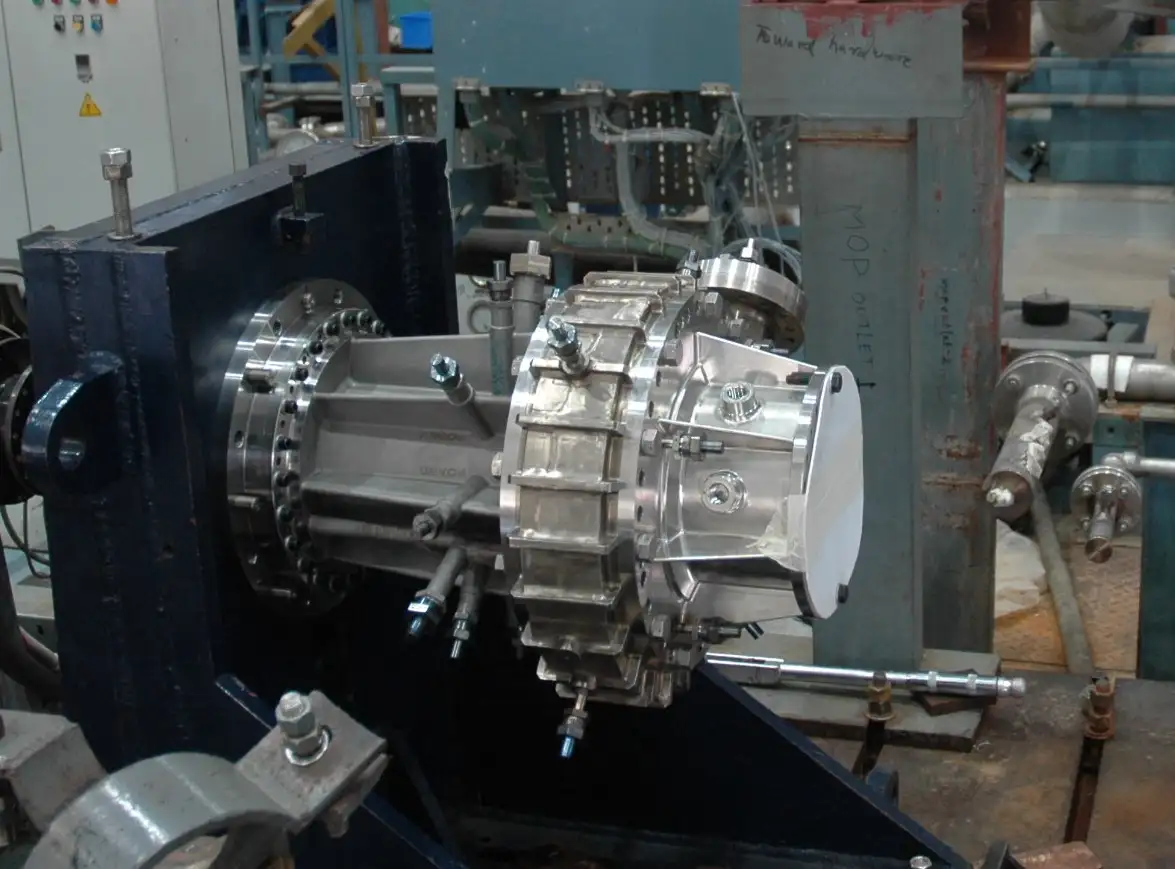 LOX Turbo pump at cold flow test facility and spin test facility