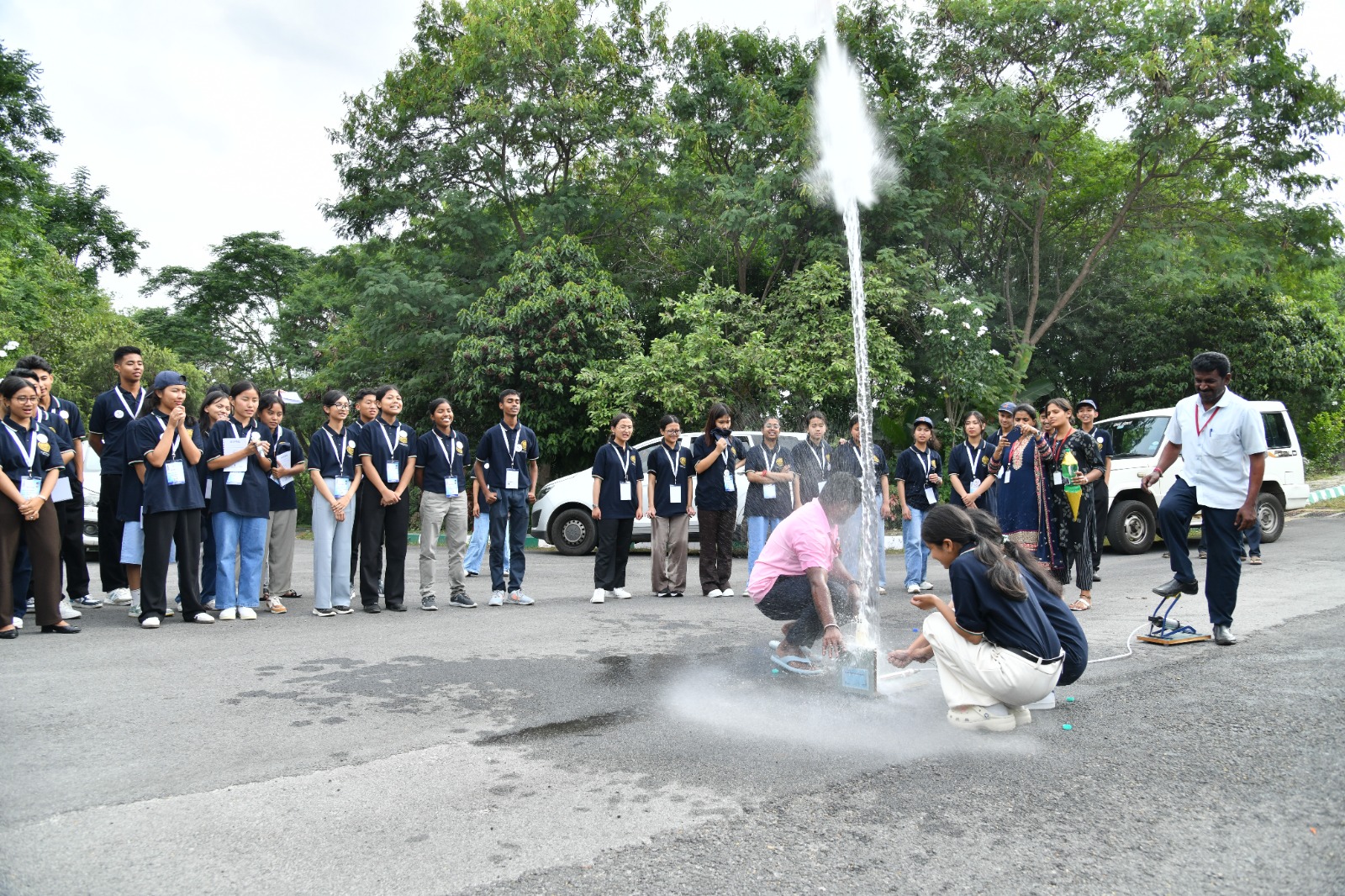 Water Rocket Demonstration by Student Participants