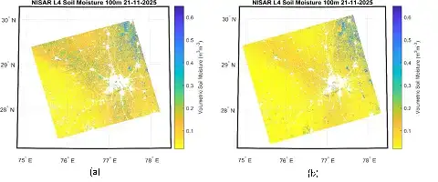 (a) NISAR L-band HH & HV-polarizations (b) NISAR S-band HH & HV-polarizations in ascending pass