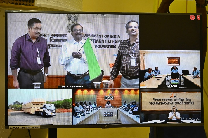 Secretary, DOS / Chairman, ISRO flagging off the L110 stage to Sriharikota