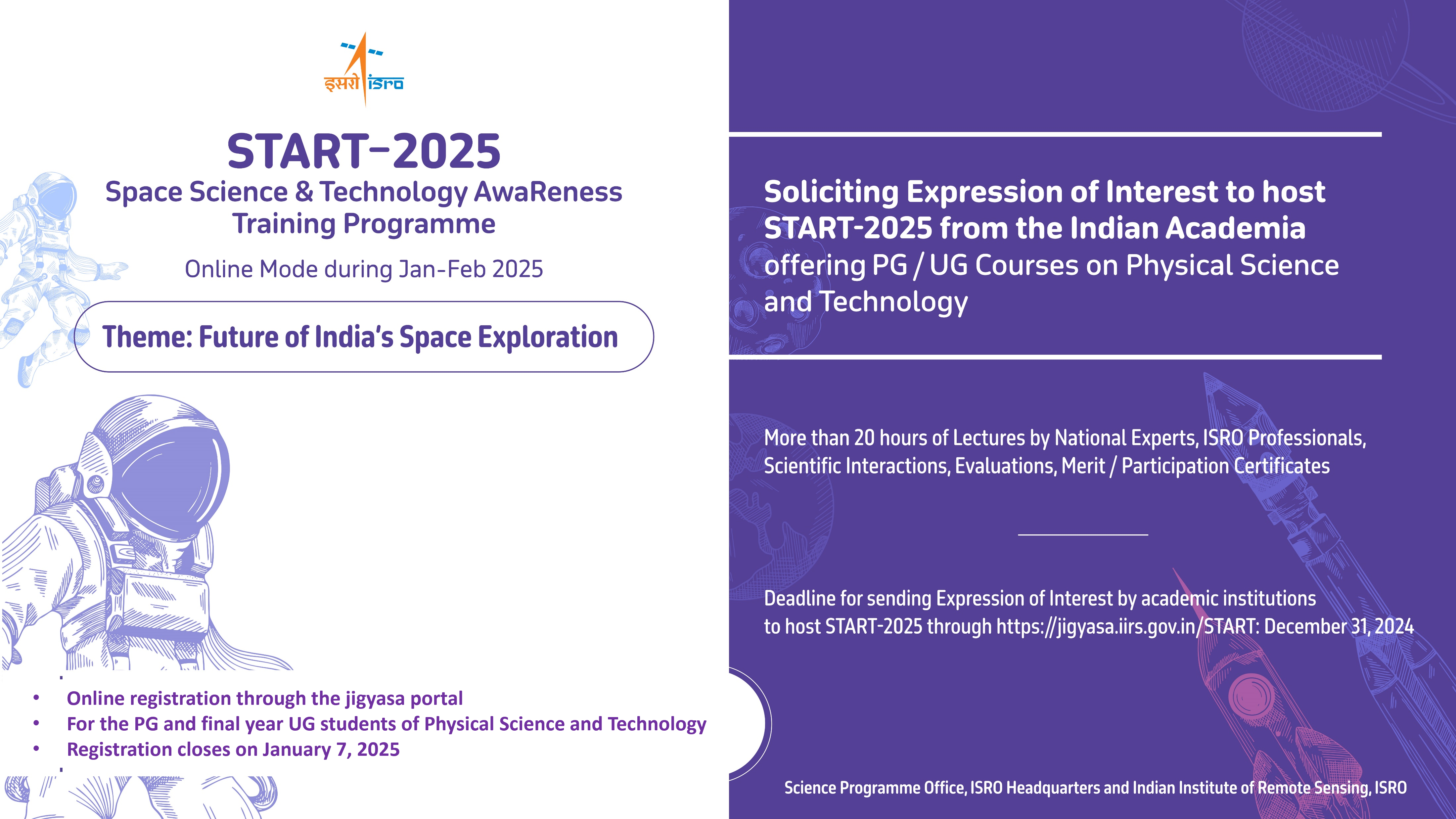 START 2025 - Space Science and Technology Awareness Training Programme