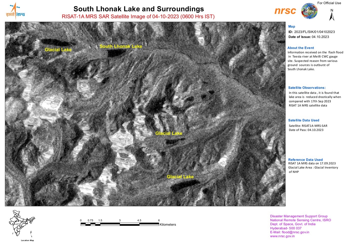 Satellite image-based studies of South Lhonak Lake