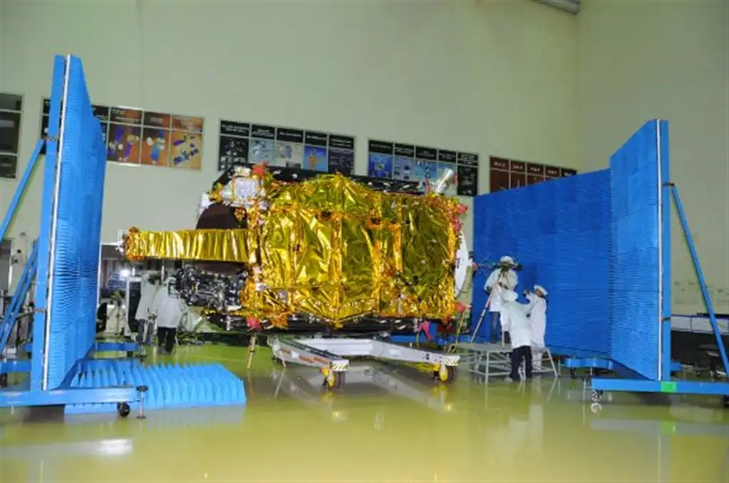 Spacecraft undergoing EMIEMC Test