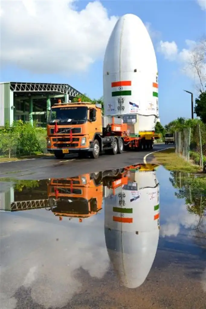 GSLV-MK III-D1 being moved from Vehicle Assembly Building to second launch pad