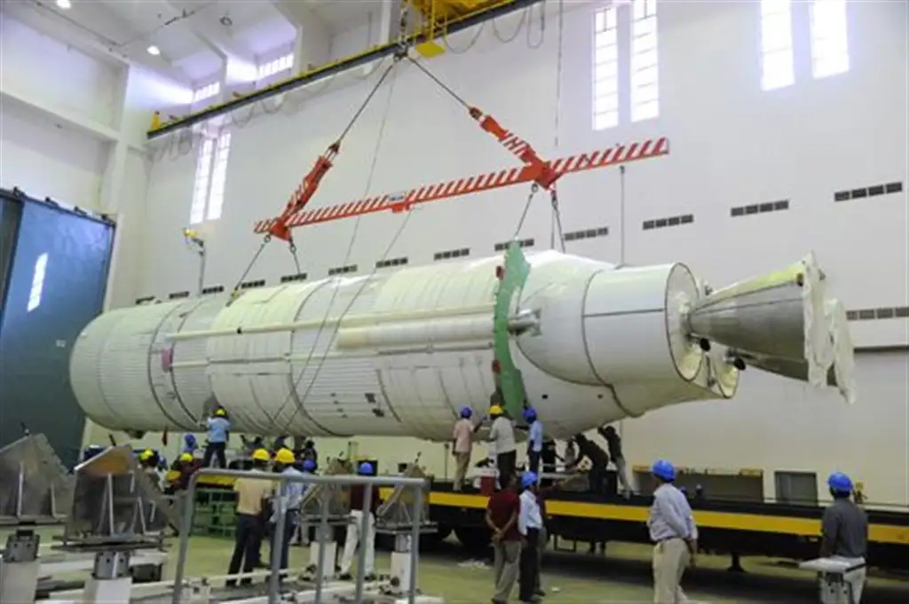 L110 Liquid Core Stage being prepared at Stage Preparation Facility