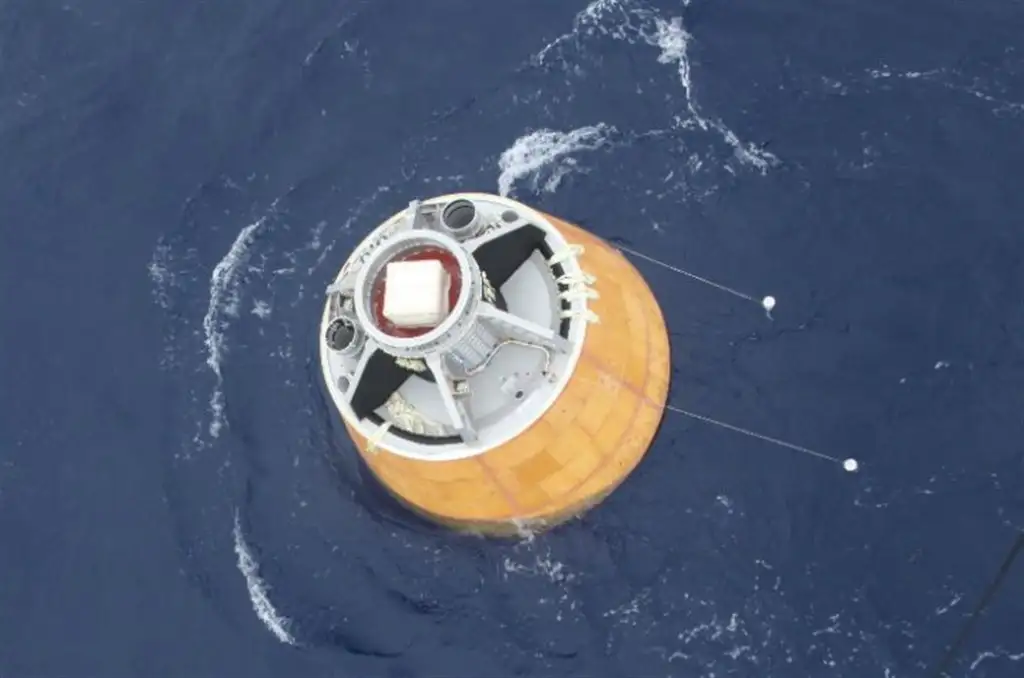 Crew Module floating in the Andaman Sea after splash down