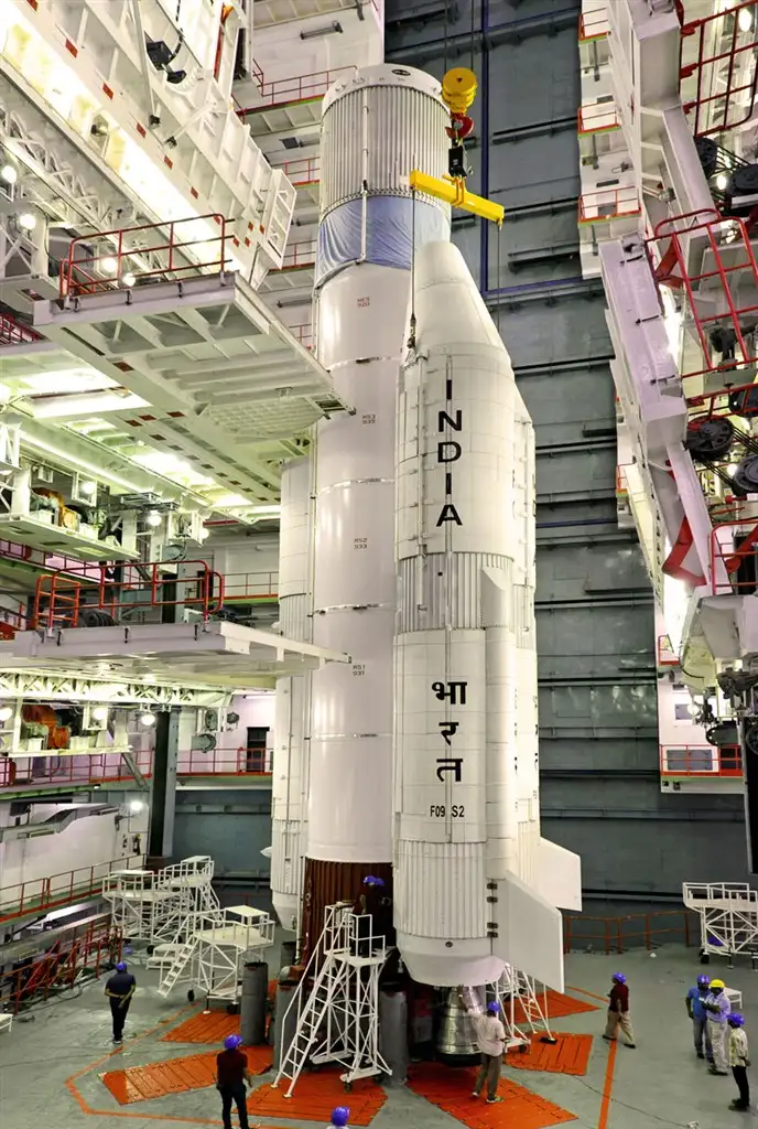 Strap-Ons are being integrated with Core Stage of GSLV-F09 at the Vehicle Assembly Building