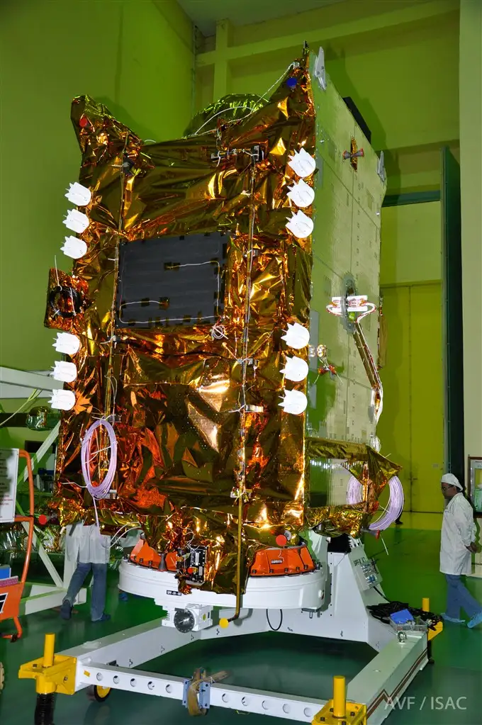 GSAT-9 undergoing test in clean room at ISAC