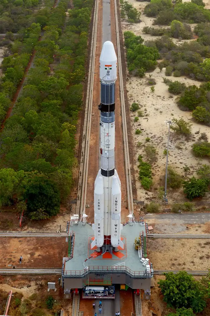 Panoramic View of GSLV-F09 being moved to Launch Pad