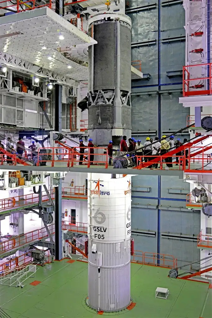 Indigenous Cryogenic Upper Stage  being integrated with GSLV-F05 Second Stage