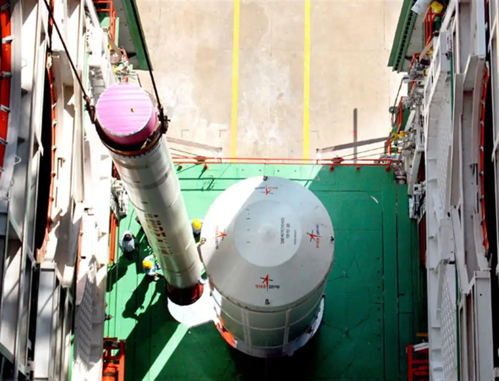 PSLV-C19-PS0-STRAPON BEING ASSEMBLED TO PS1