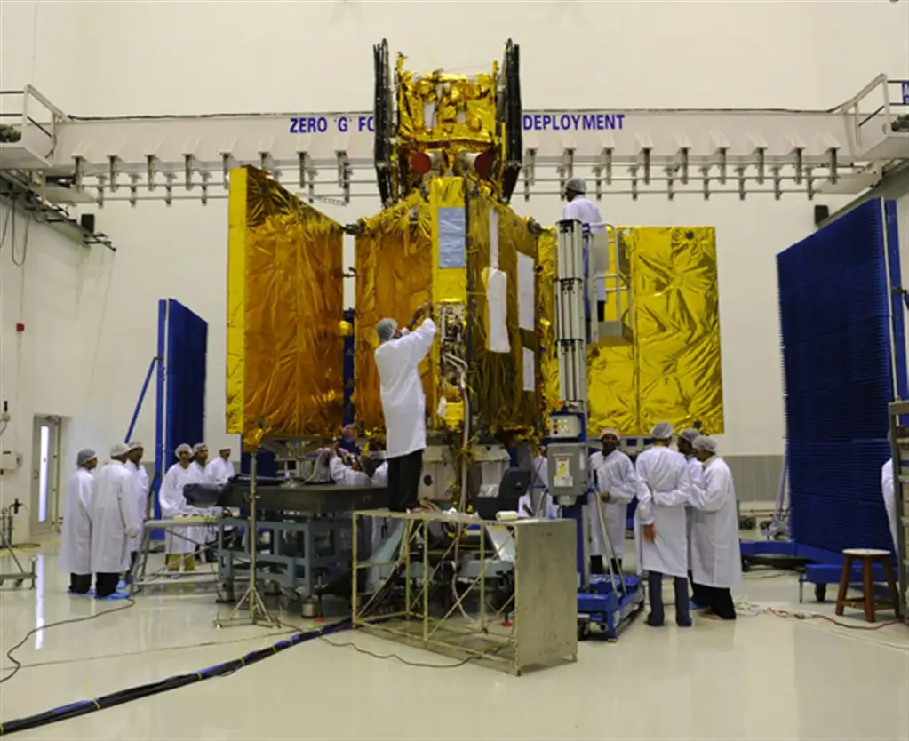 RISAT-1 undergoing prelaunch tests at clean room in SDSC, SHAR