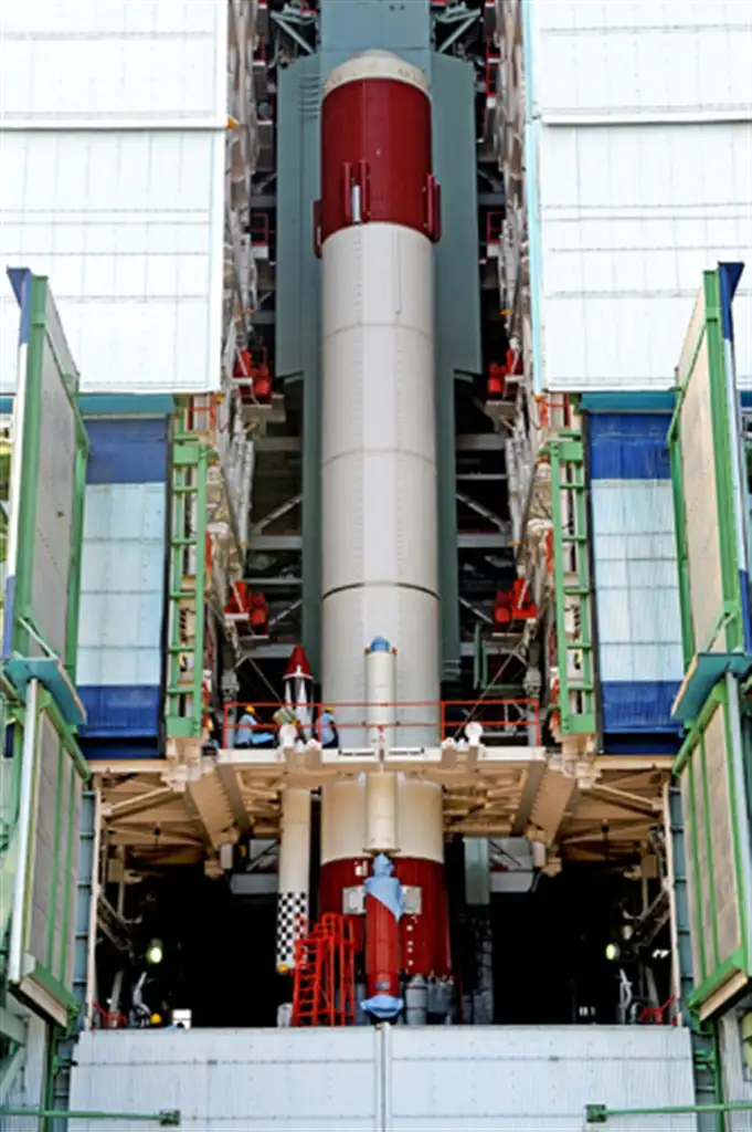 PSLV-C20 first stage assembly in progress at Mobile Service Tower