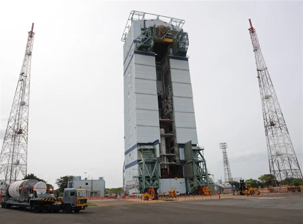 IMAGE OF PSLV-C21 INTEGRATION IN PROGRESS INSIDE MOBILE SERVICE TOWER