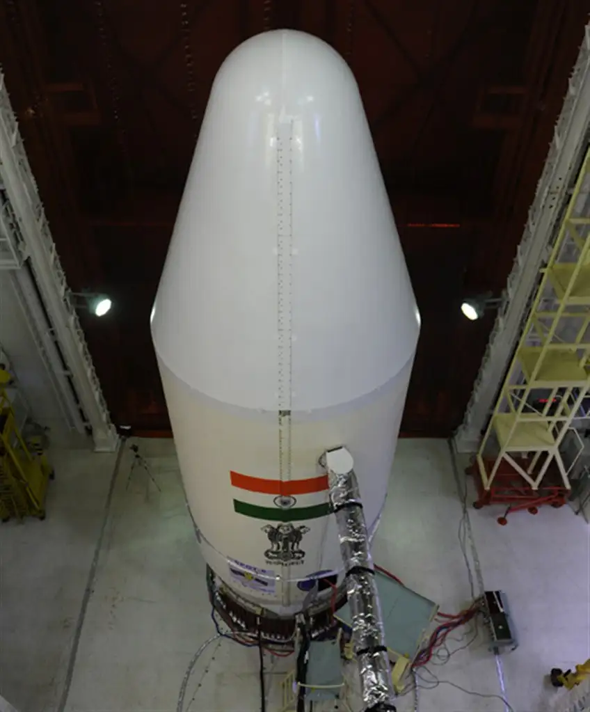 IMAGE OF PSLV-C21 PAYLOAD FAIRING CONTAINING SPOT 6 AND PROITERES INSIDE AFTER ITS CLOSURE