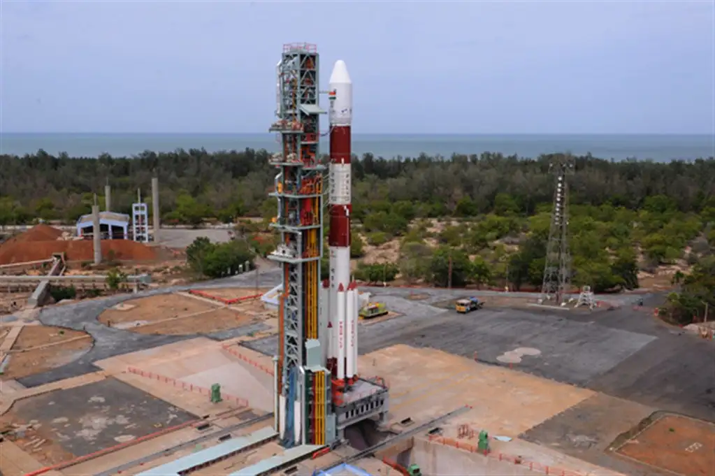 IMAGE OF PANORAMIC VIEW OF PSLV-C22 ON THE FIRST LAUNCH PAD