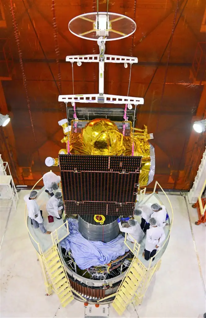 PSLV-C26 inside Mobile Service Tower prior to Satellite Integration