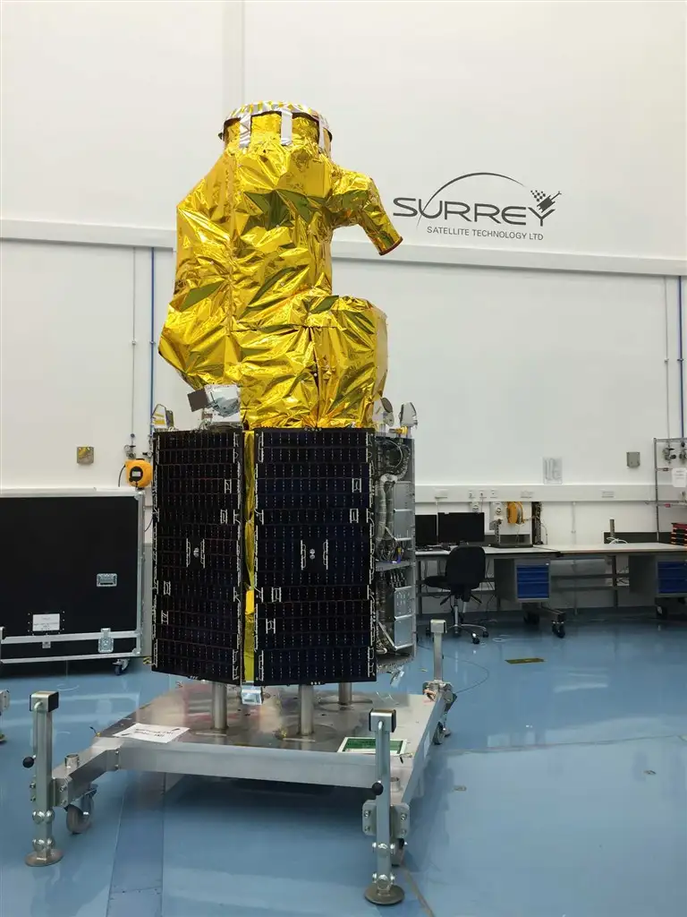 Image of Integration of one of the DMC3 satellites in progress