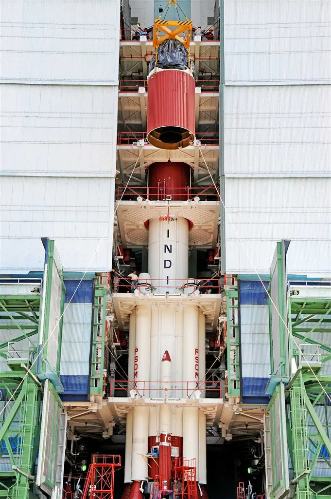 Image of Integration of third and fourth stage of PSLV-C28 in progress