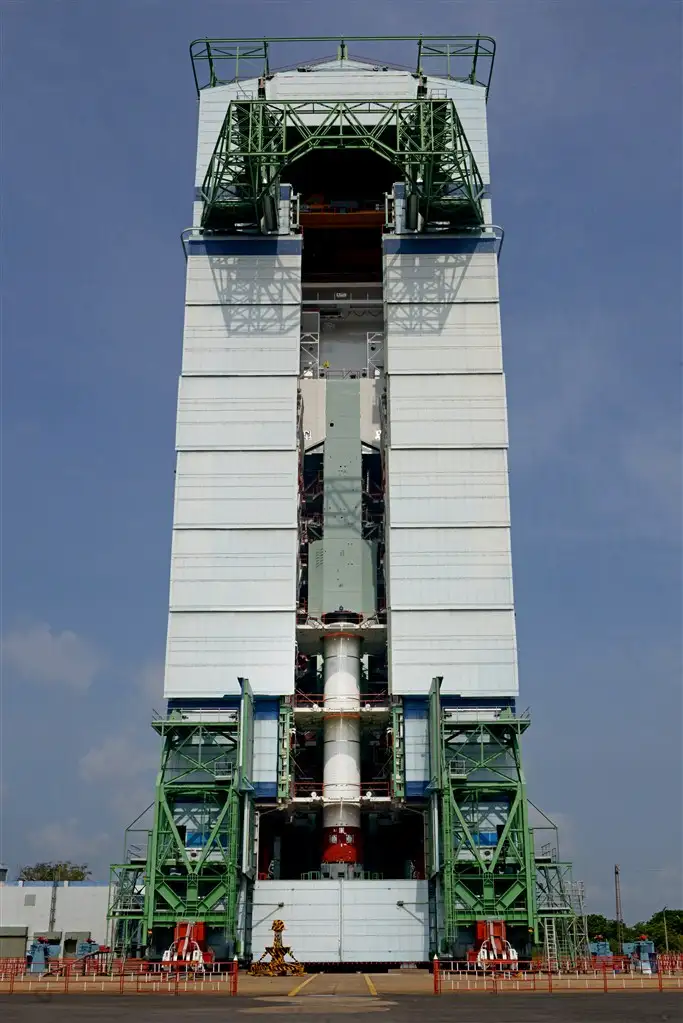 PSLV-C29 during the integration of  the first stage at Mobile Service Tower