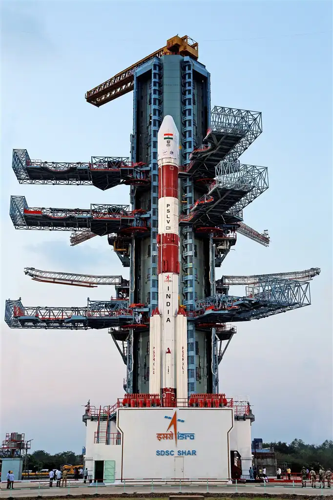 Fully integrated PSLV-C31 with IRNSS-1E at Second Launch Pad