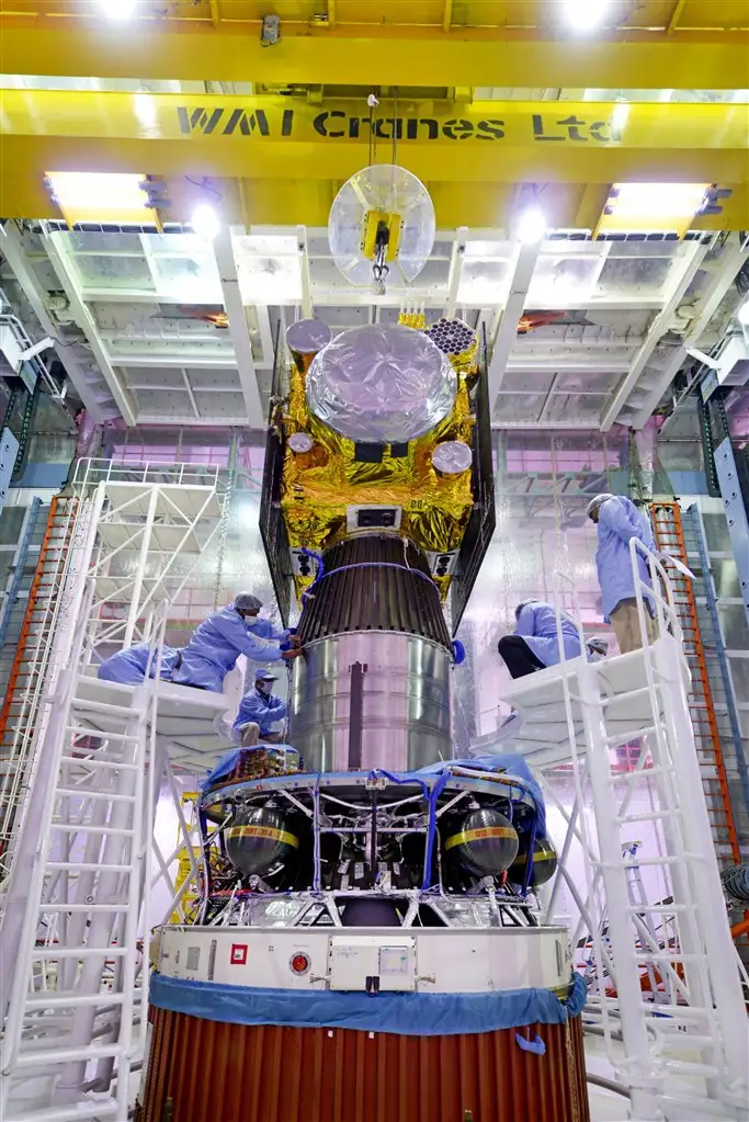 IRNSS-1E spacecraft being integrated with PSLV-C31