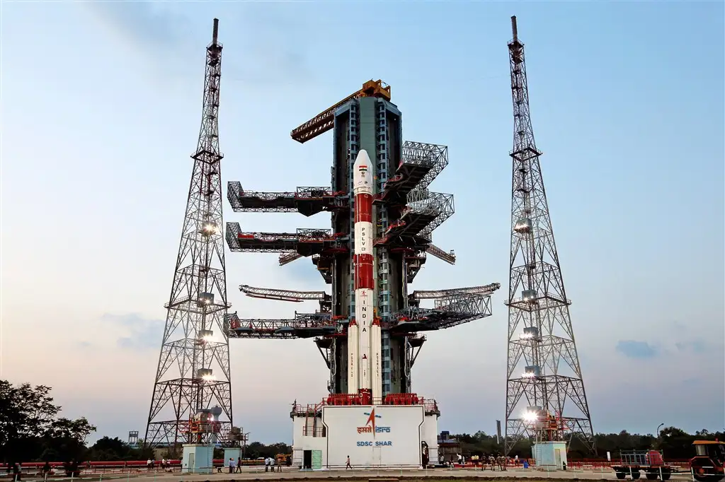 Panaromic view of Fully integrated PSLV-c31 with IRNSS-1E at Second Launch Pad