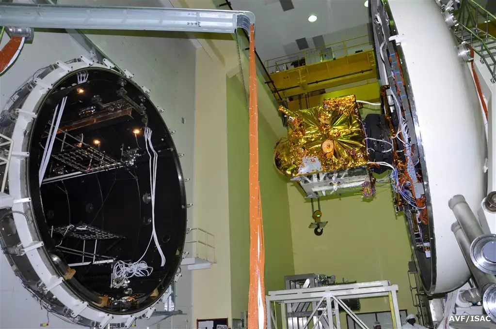 IRNSS-1F being loaded into thermo vacuum chamber