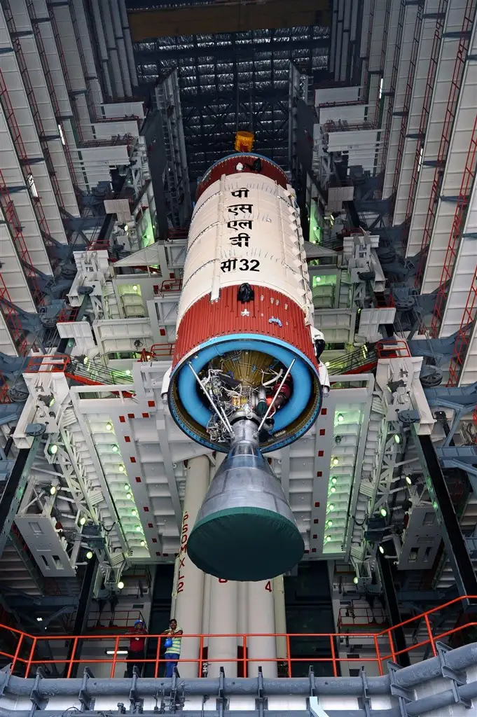 Hoisting of PSLV-C32 Second stage during vehicle integration