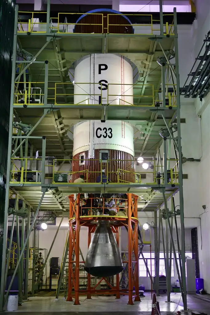 Second stage  of PSLV-C33 being prepared for vehicle integration