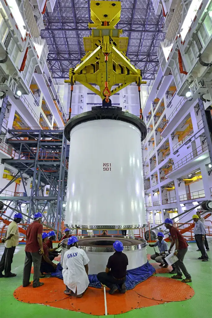 PSLV-C34 core stage segments joining in progress