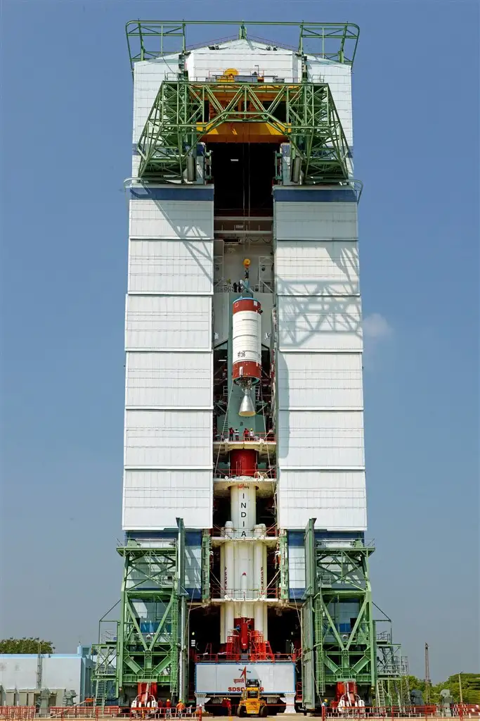Hoisting of PSLV-C36 second stage during vehicle integration