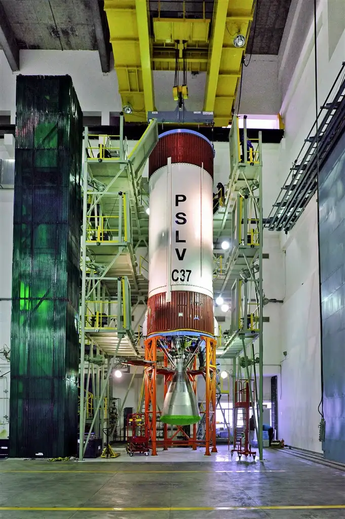 PSLV-C37 Liquid Stage at Stage Processing Facility