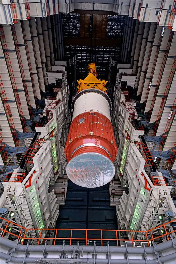 Hoisting of PSLV-C45 Core (First) Stage at Vehicle Assembly Building