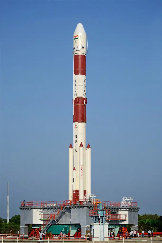 PSLV-C45 being carried to the Umbilical Tower