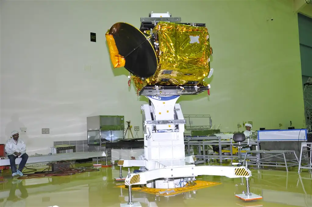 SCATSAT-1undergoing a prelaunch test at ISITE, Bengaluru