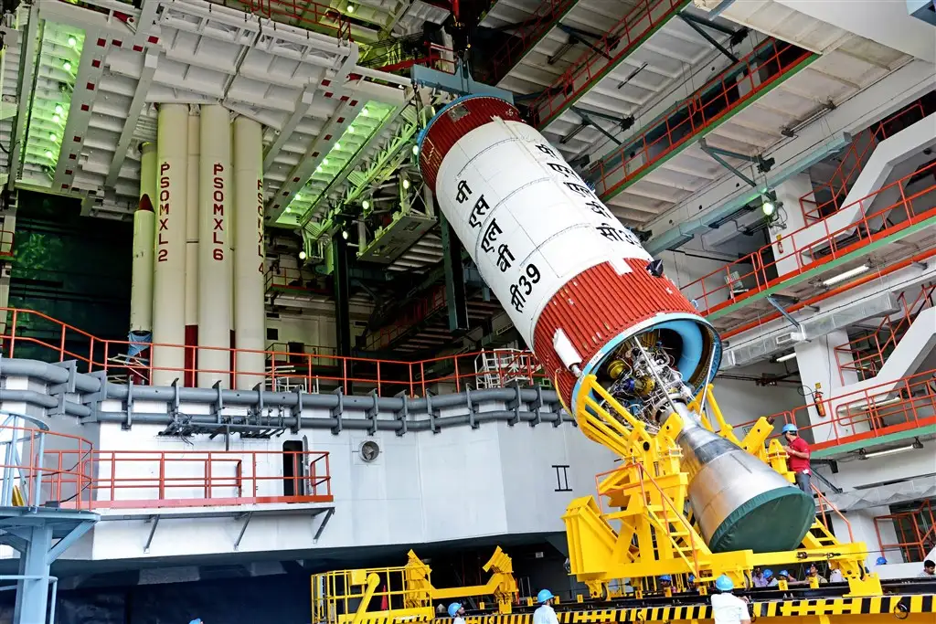 PSLV_C39 liquid stage at the vehicle assembly building during vehicle integration