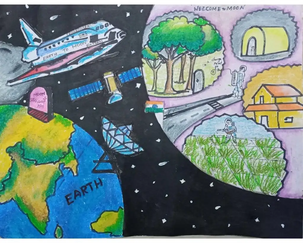 Pictures/paintings by students on the occasion of International Moon Day online quiz competition held on 20 /07/2022