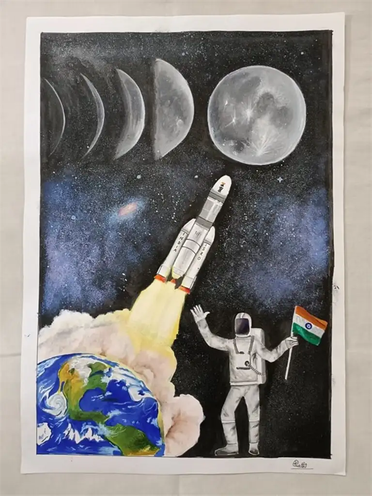 Pictures/paintings by students on the occasion of International Moon Day online quiz competition held on 20 /07/2022