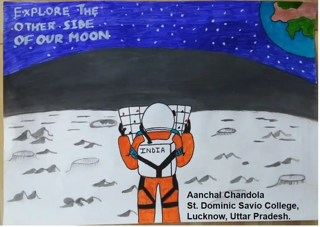 Pictures/paintings by students on the occasion of International Moon Day online quiz competition held on 20 /07/2022