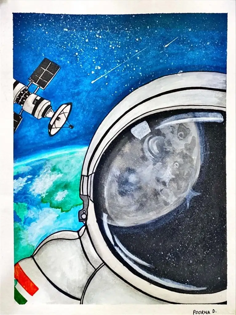 Pictures/paintings by students on the occasion of International Moon Day online quiz competition held on 20 /07/2022