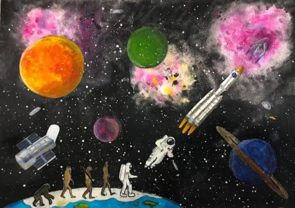 Pictures/paintings by students on the occasion of International Moon Day online quiz competition held on 20 /07/2022