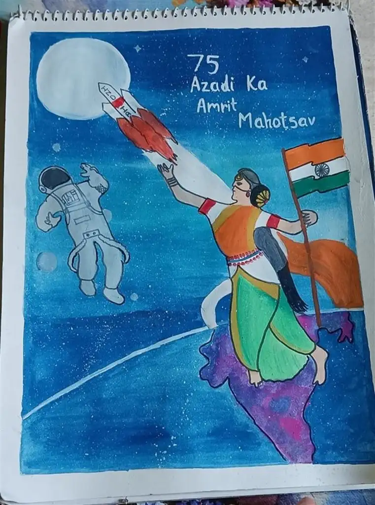 Pictures/paintings by students on the occasion of International Moon Day online quiz competition held on 20 /07/2022