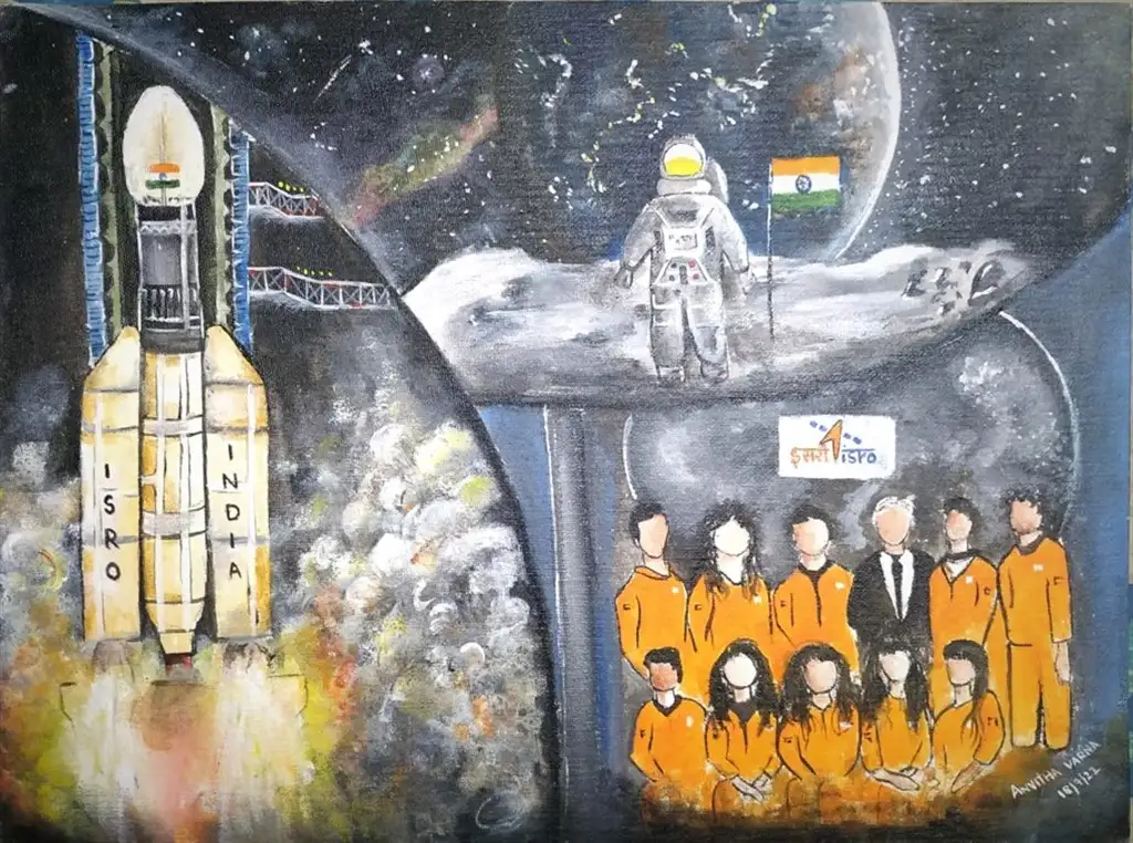 Pictures/paintings by students on the occasion of International Moon Day online quiz competition held on 20 /07/2022